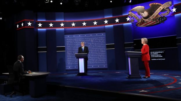 Trump and Clinton on stage US election: Sparks fly in Clinton-Trump debate